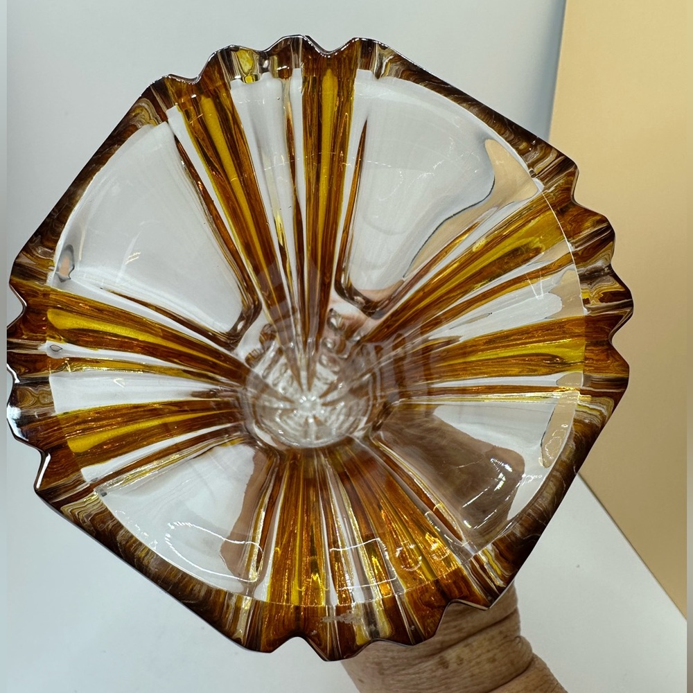 Vintage Art Deco Amber and Clear Crystal Bud Vase - Picture 6 of 7